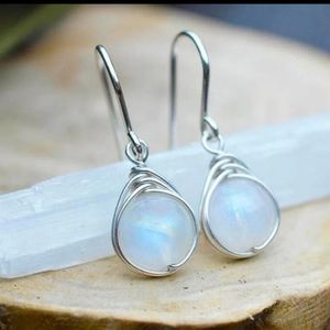 Vintage Look White Opal Drop Earrings